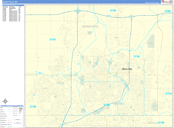Sioux Falls Wall Map